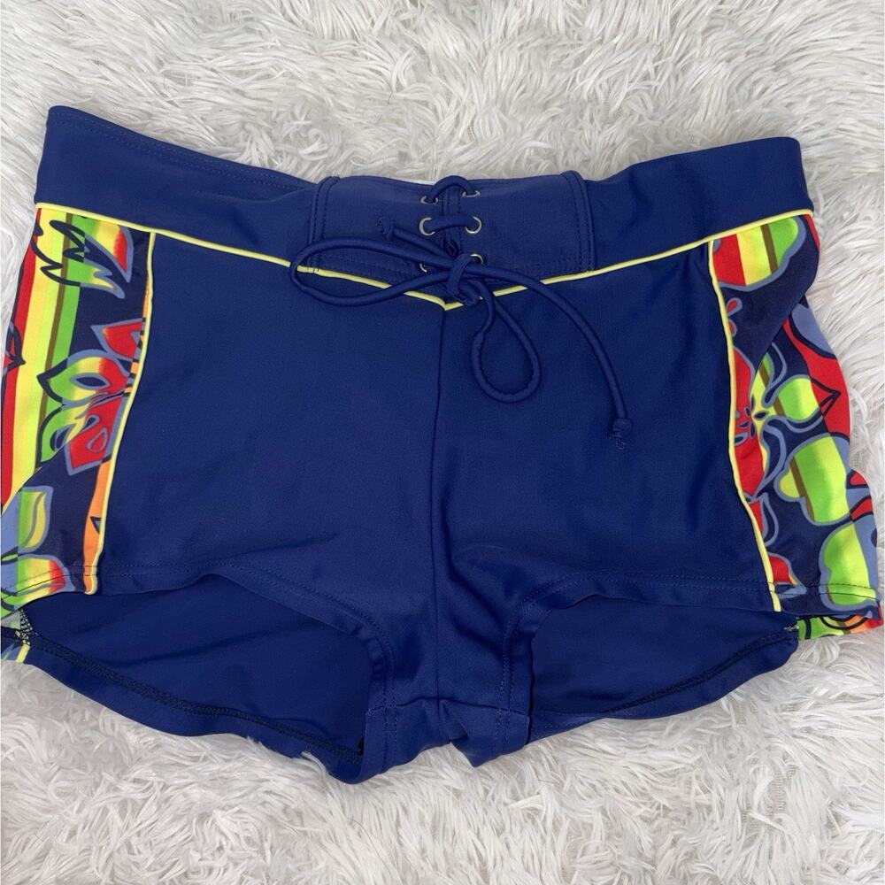 Gossip L Blue Tropical Design Sides Drawstring Swim Shorts. Great Pair, Comf